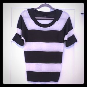 Ann Taylor black & white stripe knit top XS